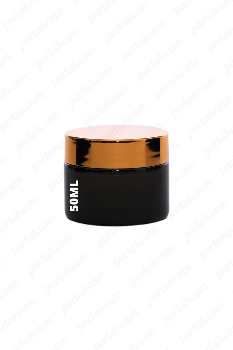 50cc Gold Kapaklı Amber Cam Krem Kavanoz